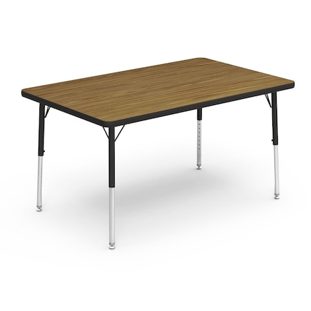 Virco 30 in. W, 48 in. L, 17-25 in. H, Medium Oak Top / Black Edge 483048LO